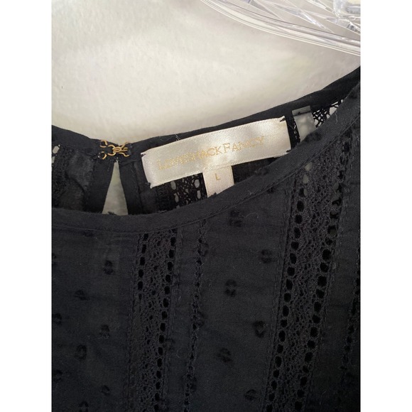 LoveShackFancy Natasha Ruffle Tiered Minidress Black Cotton Eyelet Size L - Picture 10 of 16